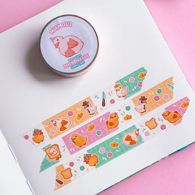 miamouz-duck-parade-washi-tape-10m-x-15mm-sample image 1