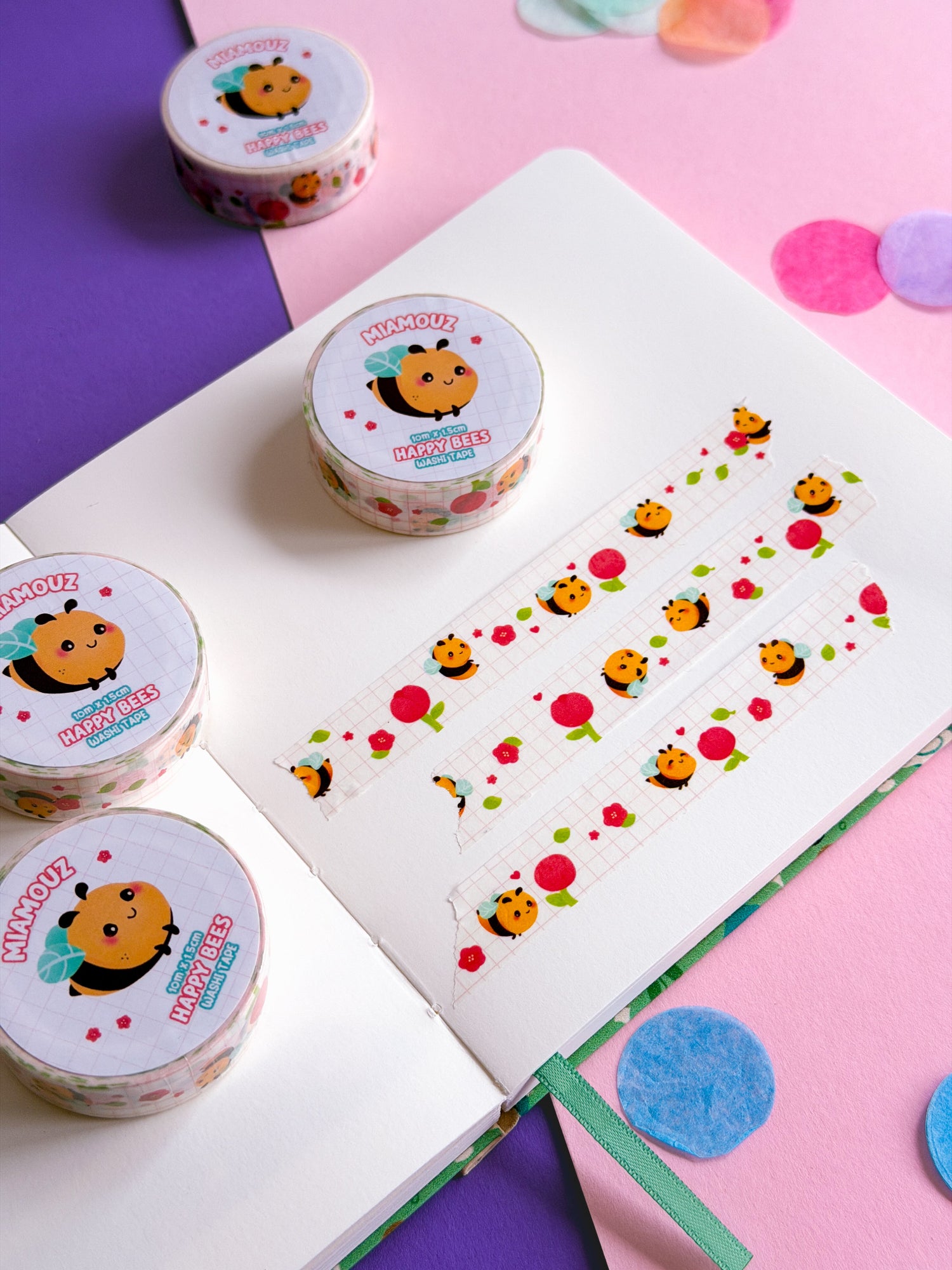 miamouz-bee-happy-washi-tape-sample-10m-x-15mm-biene image 4