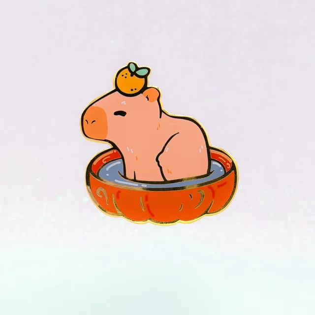 miamouz-enamel-pins-bathing-capybara-emaille-pin-normal-quality image 1