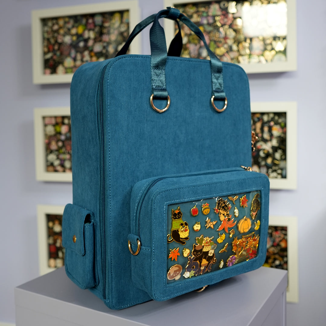 katzenjammerpins-ita-bag-rucksack-petrol-fronttasche-silber image 4