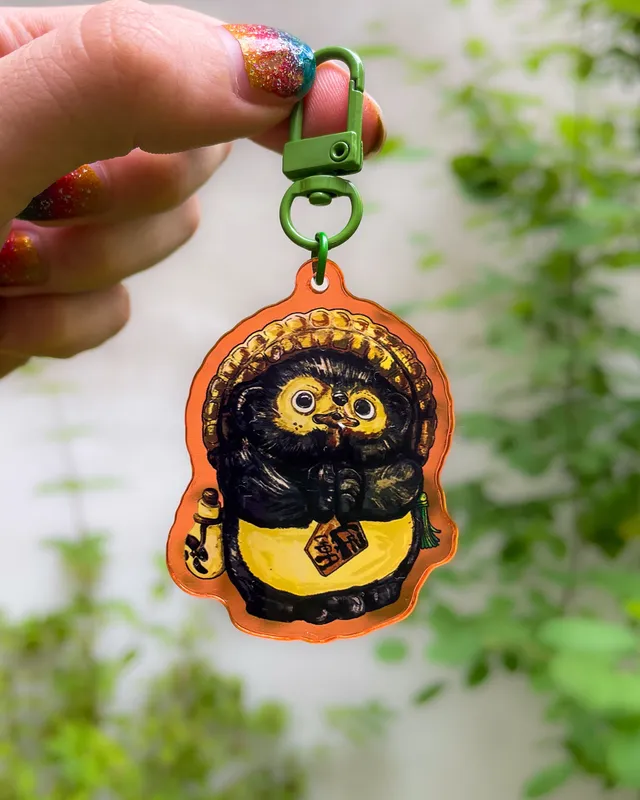 kabujiro-tanuki-statue-acryl-charm-5cm-doppelseitig image 1