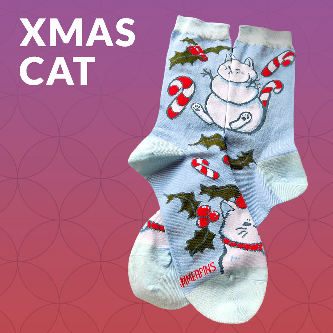 katzenjammerpins-xmas-cat-art-socken-baumwolle-37-44 image 1