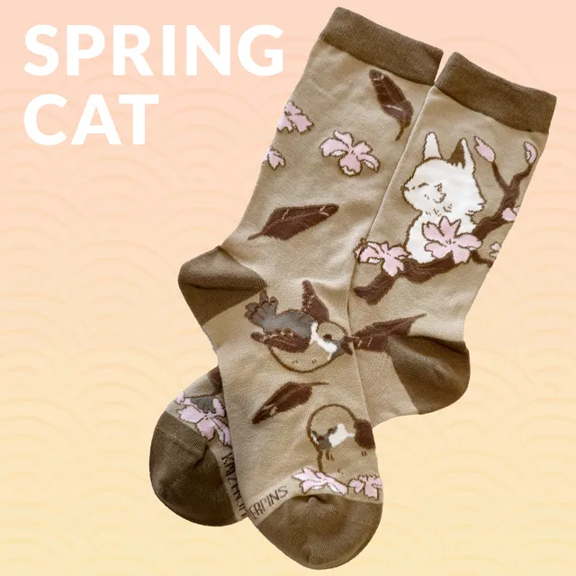 katzenjammerpins-spring-cat-art-socks-socken-baumwolle-38-48 image 1