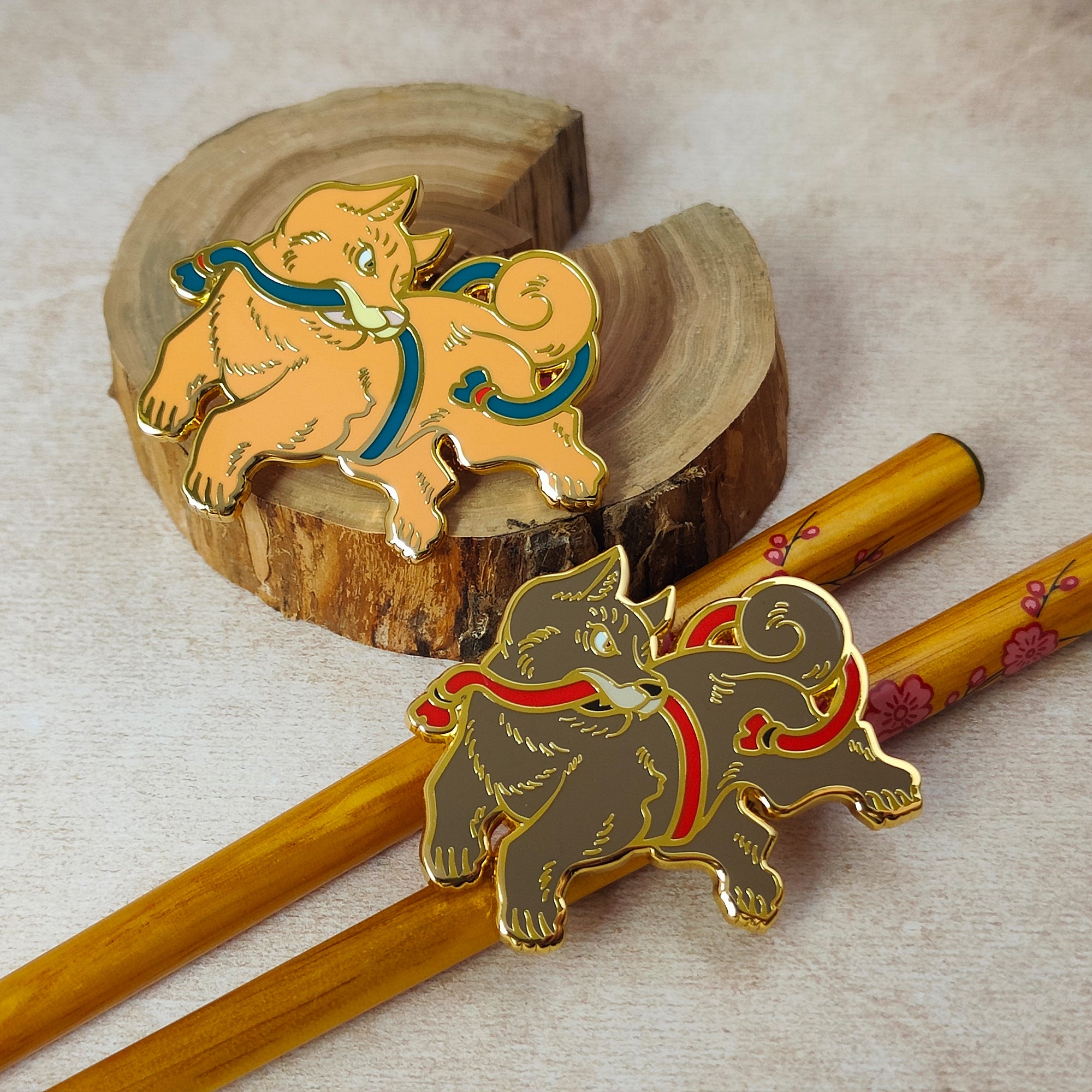 katzenjammerpins-inu-dog-hard-enamel-pin-orange-juniper image 1