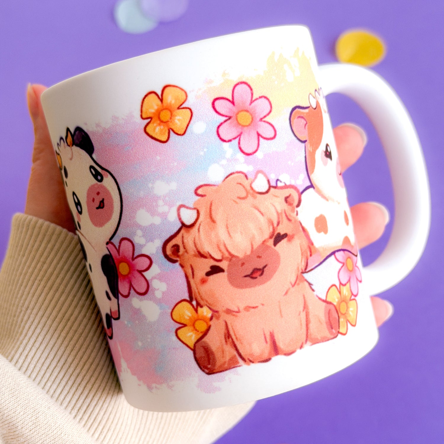 miamouz-cows-tasse-330ml-rosa-gelb-matt-keramik image 1
