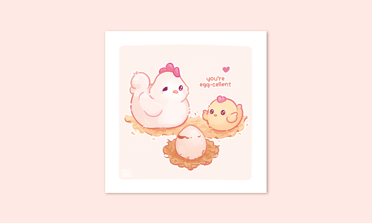 miamouz-you-re-excellent-huhn-art-print-15x15-gru-karte image 2