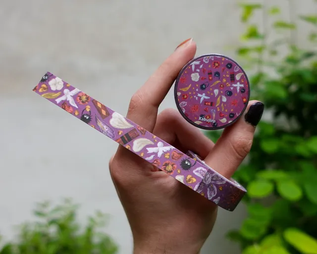 kabujiro-spirit-florals-purple-washi-tape-15mm-x-10m image 1