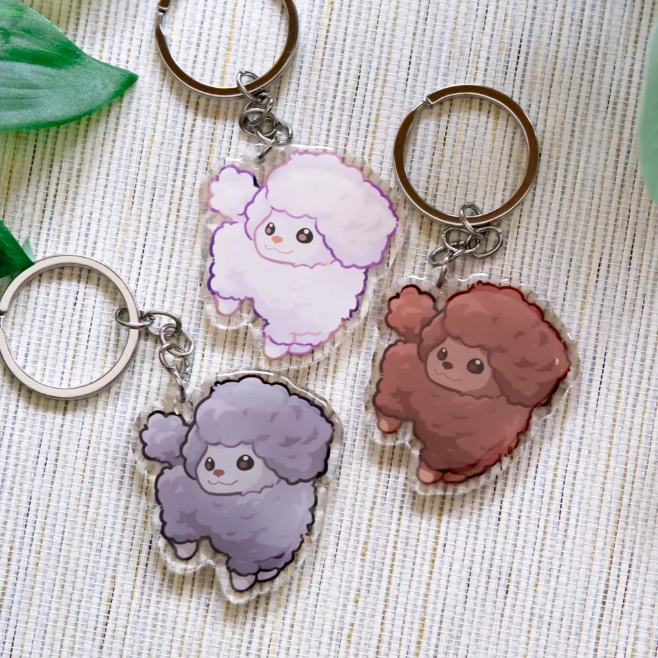 miamouz-poodle-schl-sselanh-nger-wei-acryl-5-cm image 1