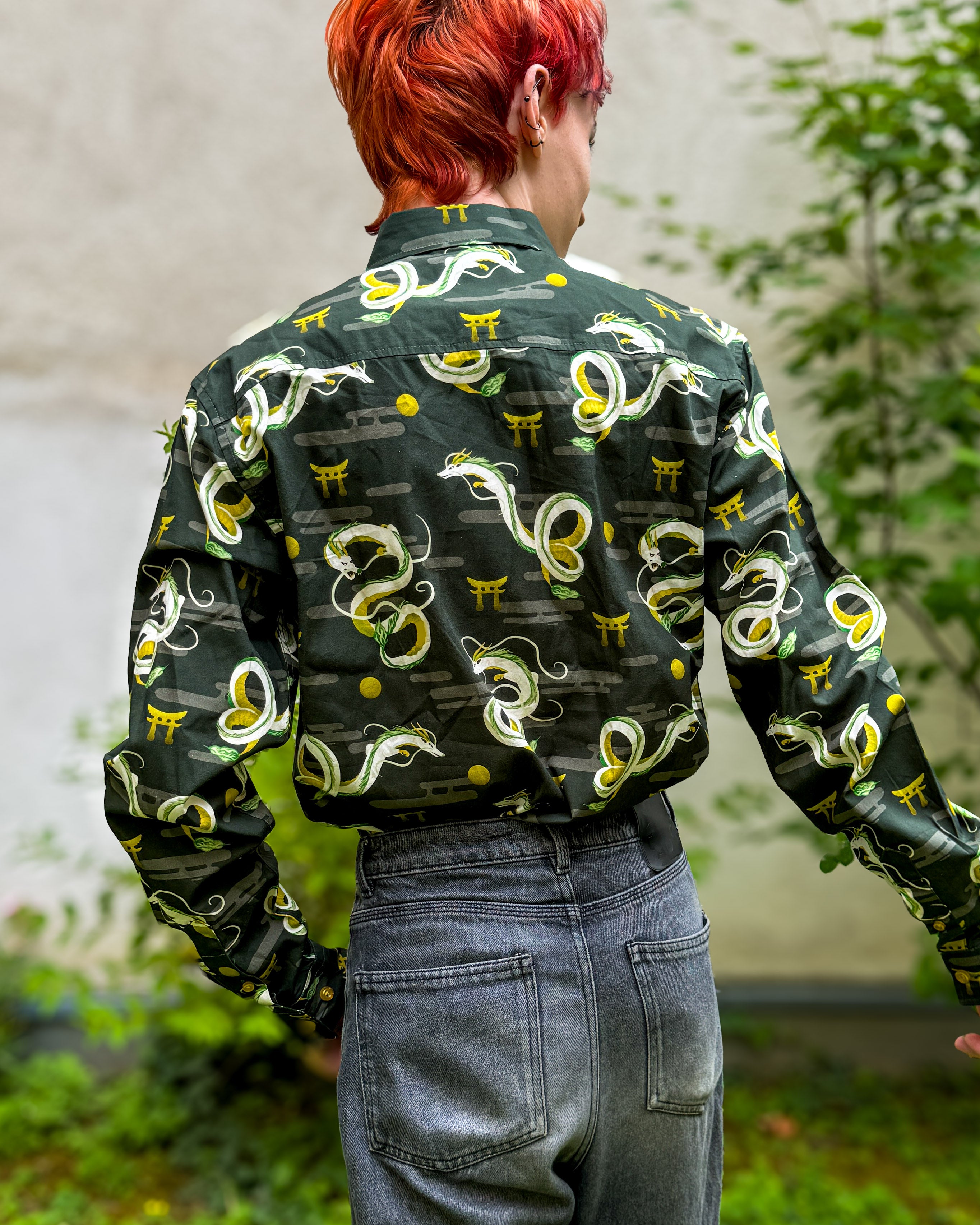 kabujiro-clothing-green-dragon-button-up-hemd-baumwolle image 3