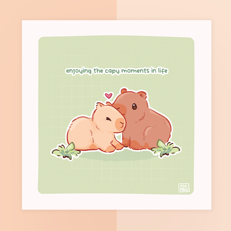 miamouz-capy-moments-art-print-capybara-15x15-leinen image 1