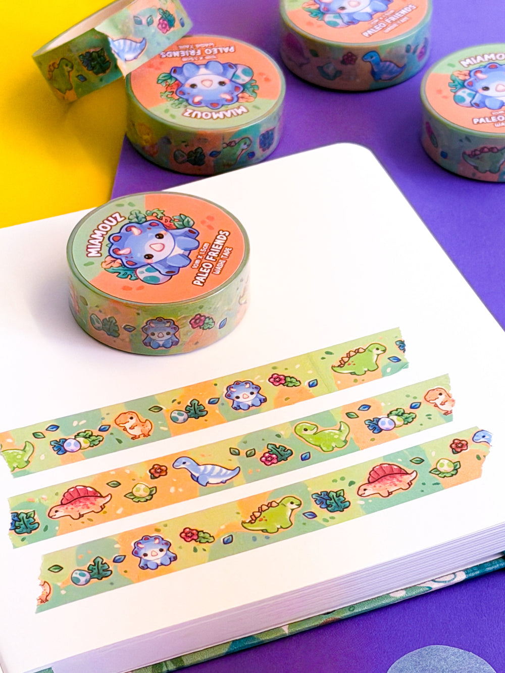 miamouz-washi-tape-paleo-pals-dino-rolle-10m-x-15mm image 2