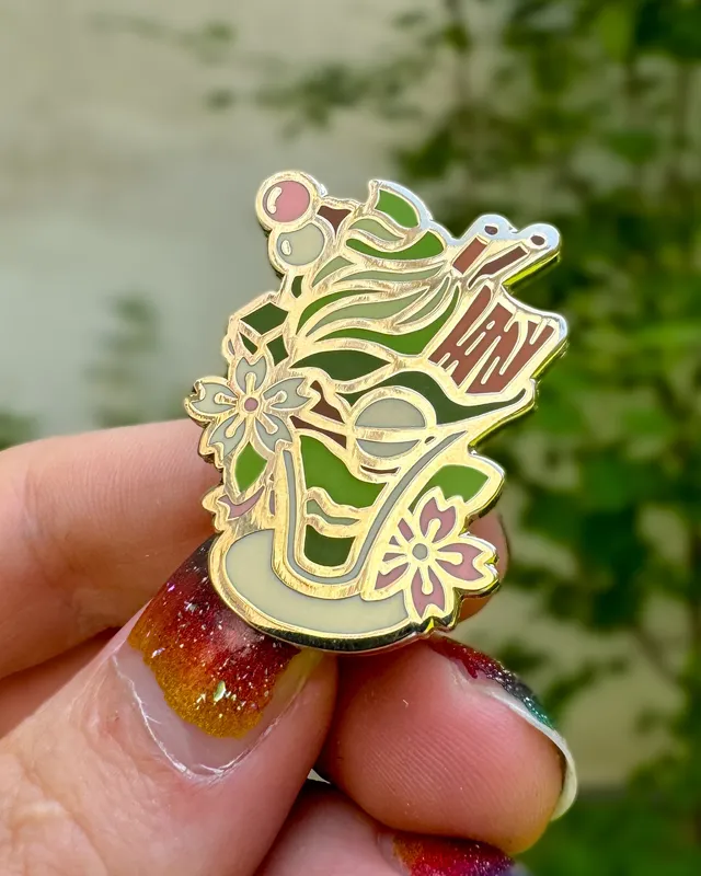 kabujiro-ice-cream-sundae-enamel-pin-matcha-dessert-35mm image 1