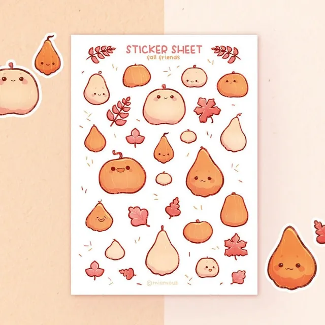 miamouz-fall-friends-sticker-sheet-k-rbis-a6-matt image 1