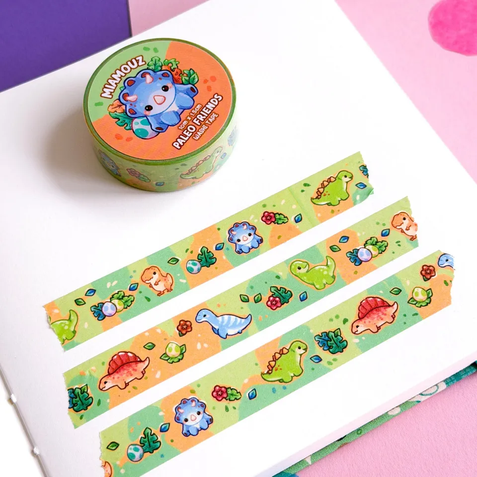 miamouz-washi-tape-paleo-pals-dino-rolle-10m-x-15mm image 1
