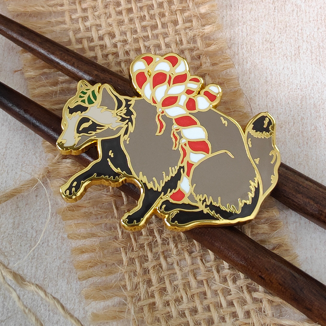 katzenjammerpins-tanuki-emaille-pin-japan-yokai-3-9-cm image 1