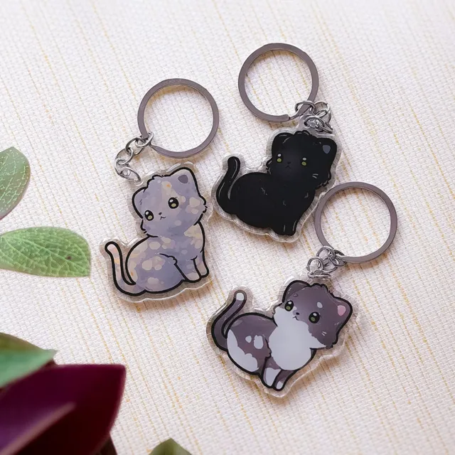 miamouz-europ-isch-kurzhaar-keychain-acryl-schwarz-wei image 1