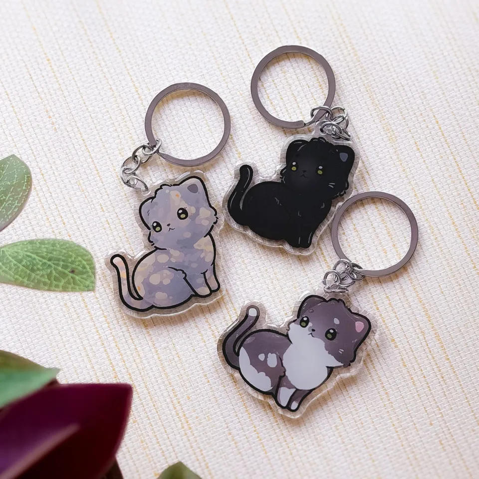 miamouz-europ-isch-kurzhaar-keychain-acryl-schwarz-wei image 1