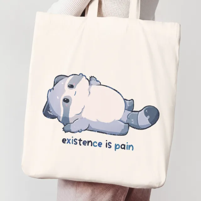miamouz-tote-bags-existence-is-pain-waschb-r-baumwolle image 1