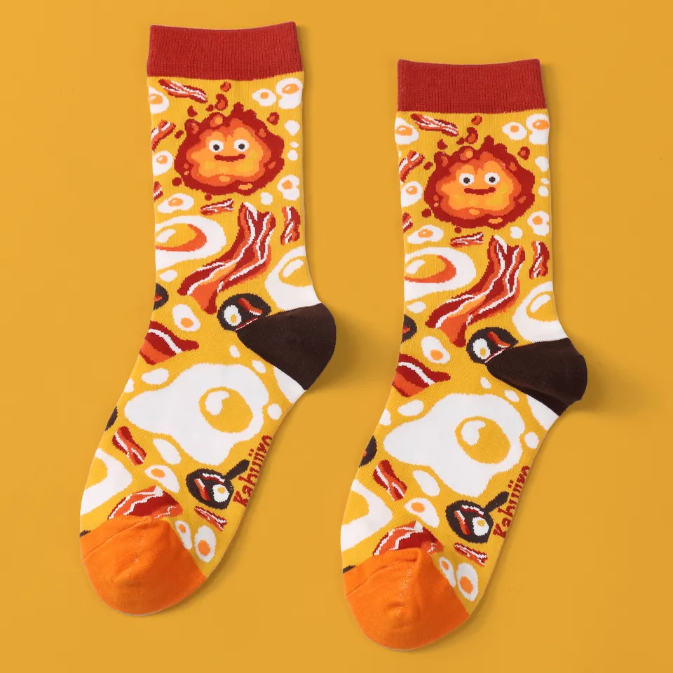 kabujiro-breakfast-fire-baumwoll-socken-eu-37-43-spiegelei image 1