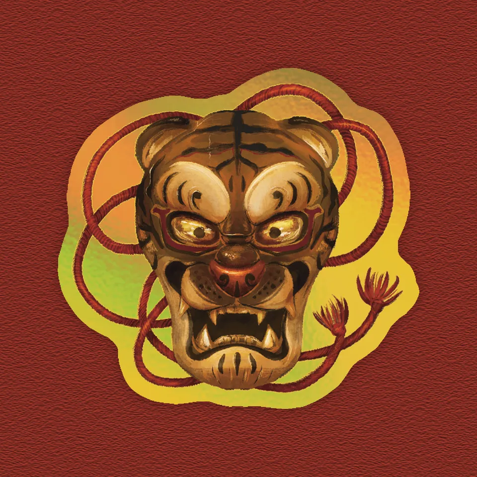 kabujiro-tiger-mask-holographic-sticker-50x48mm image 1
