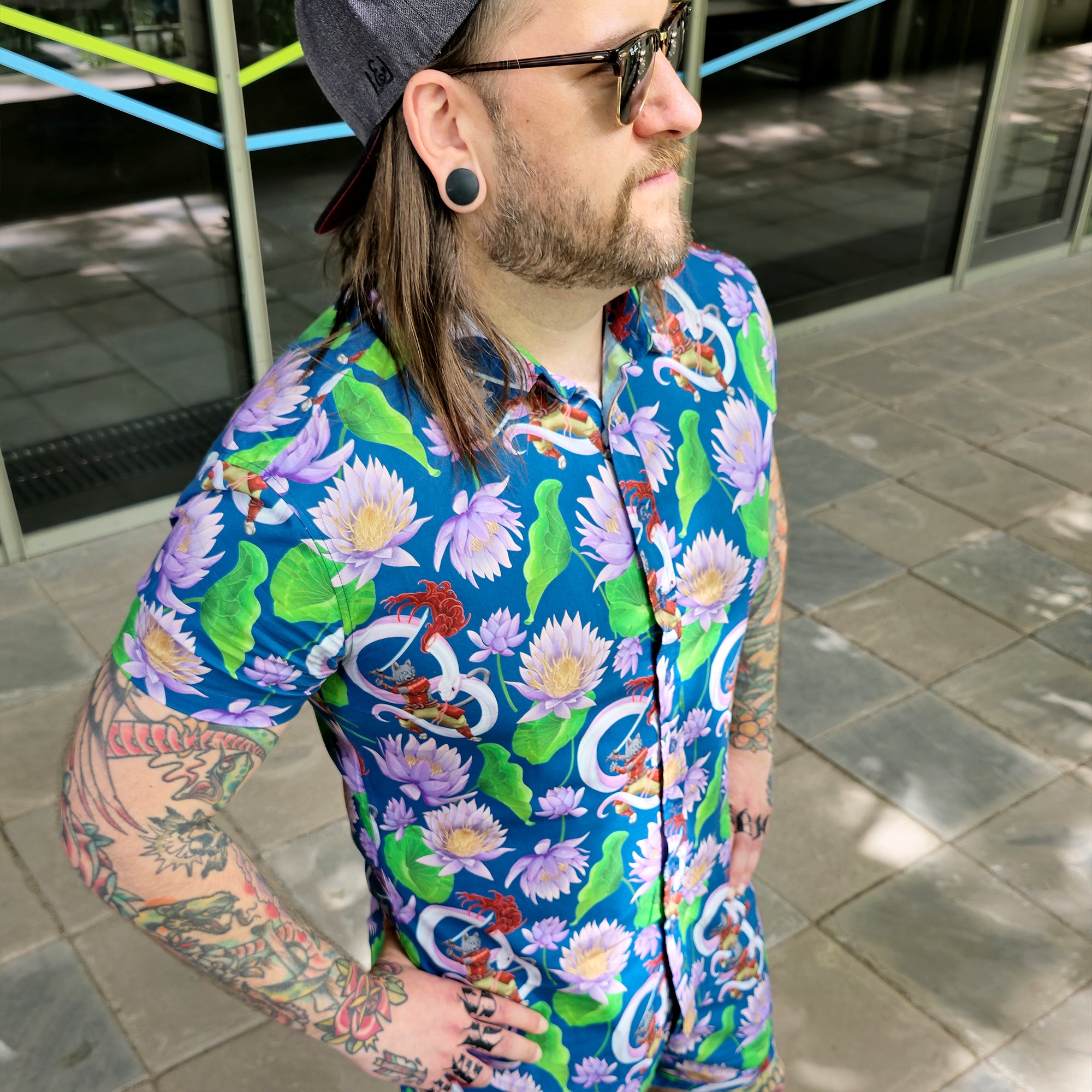 katzenjammerpins-lotus-samurai-hemd-button-up-m-unisex image 3