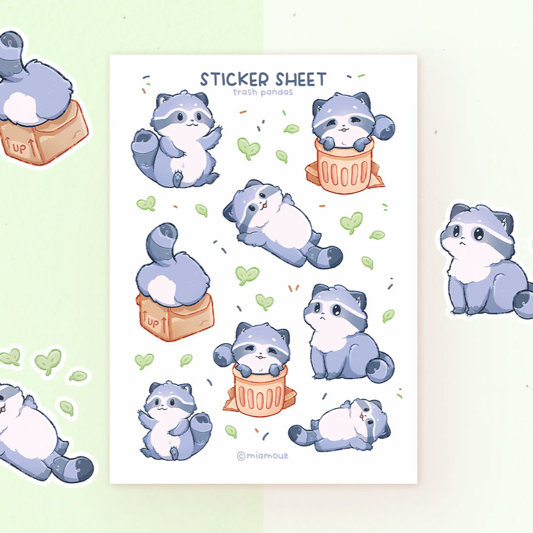 miamouz-trash-pandas-stickerbogen-a6-waschb-r-22-sticker image 1