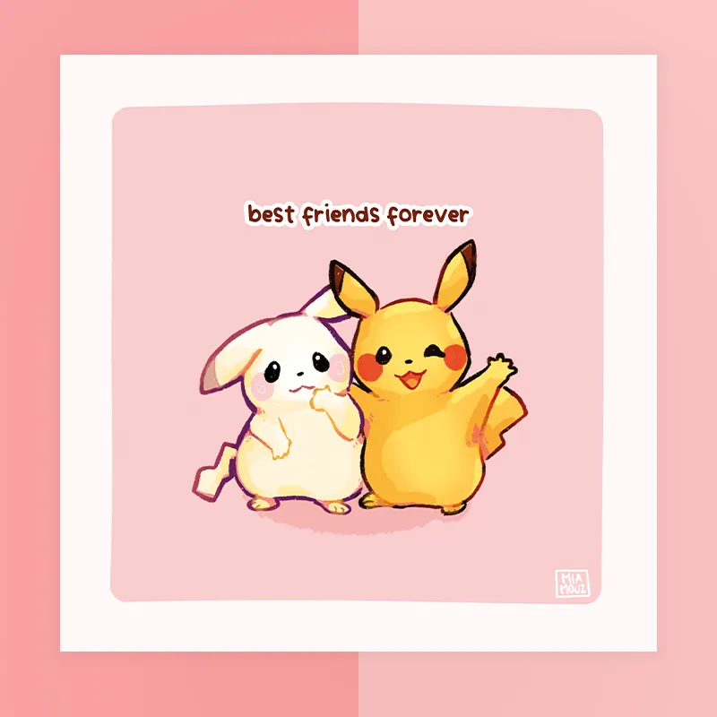 miamouz-prints-best-friends-forever-art-print-15x15-leinen image 1