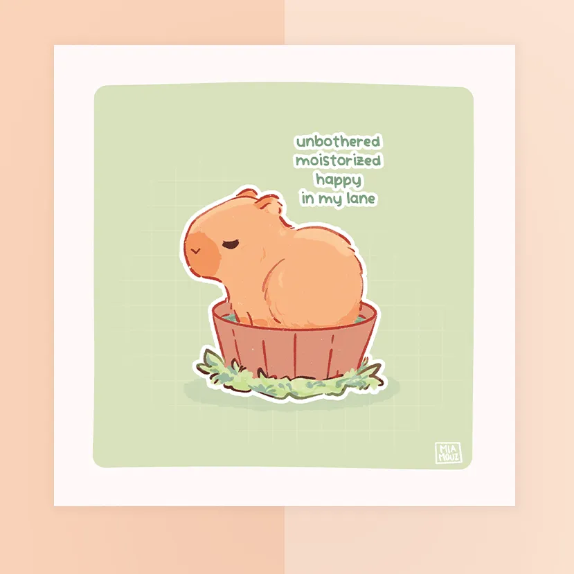 miamouz-capybara-art-print-15x15-leinen-pastell image 1