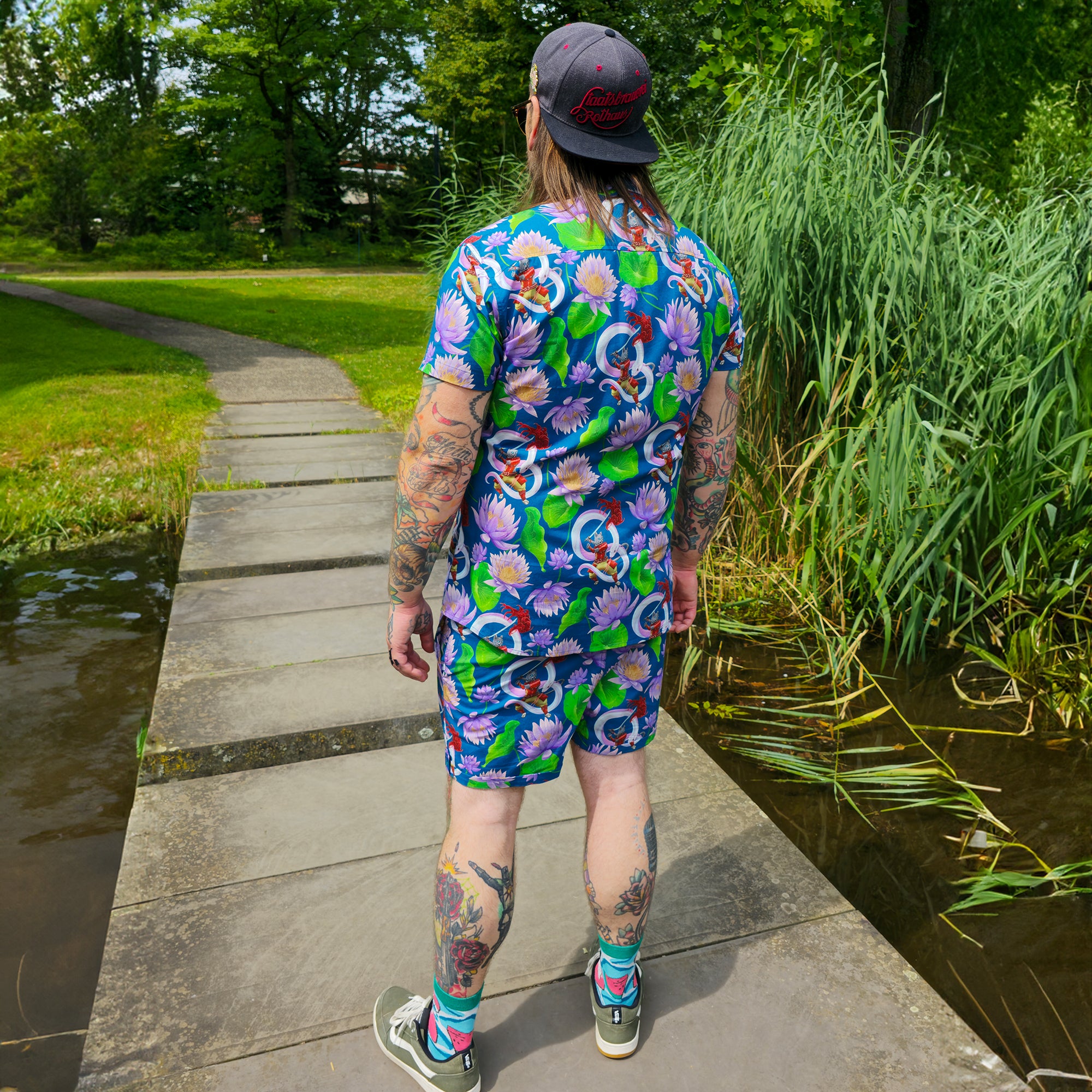 katzenjammerpins-lotus-samurai-hemd-button-up-m-unisex image 6
