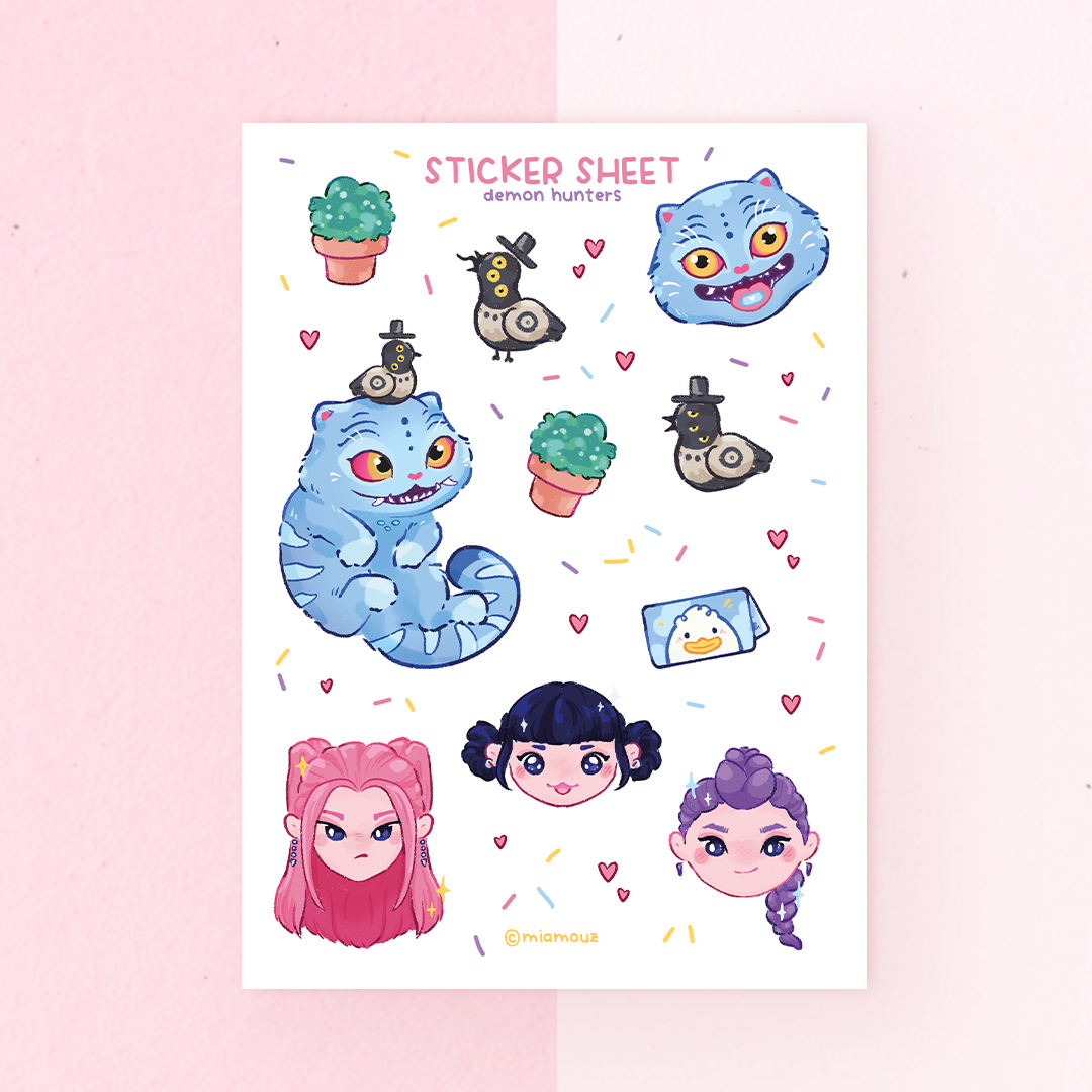 miamouz-kpop-demon-huntress-sticker-sheet-a6-matt image 1