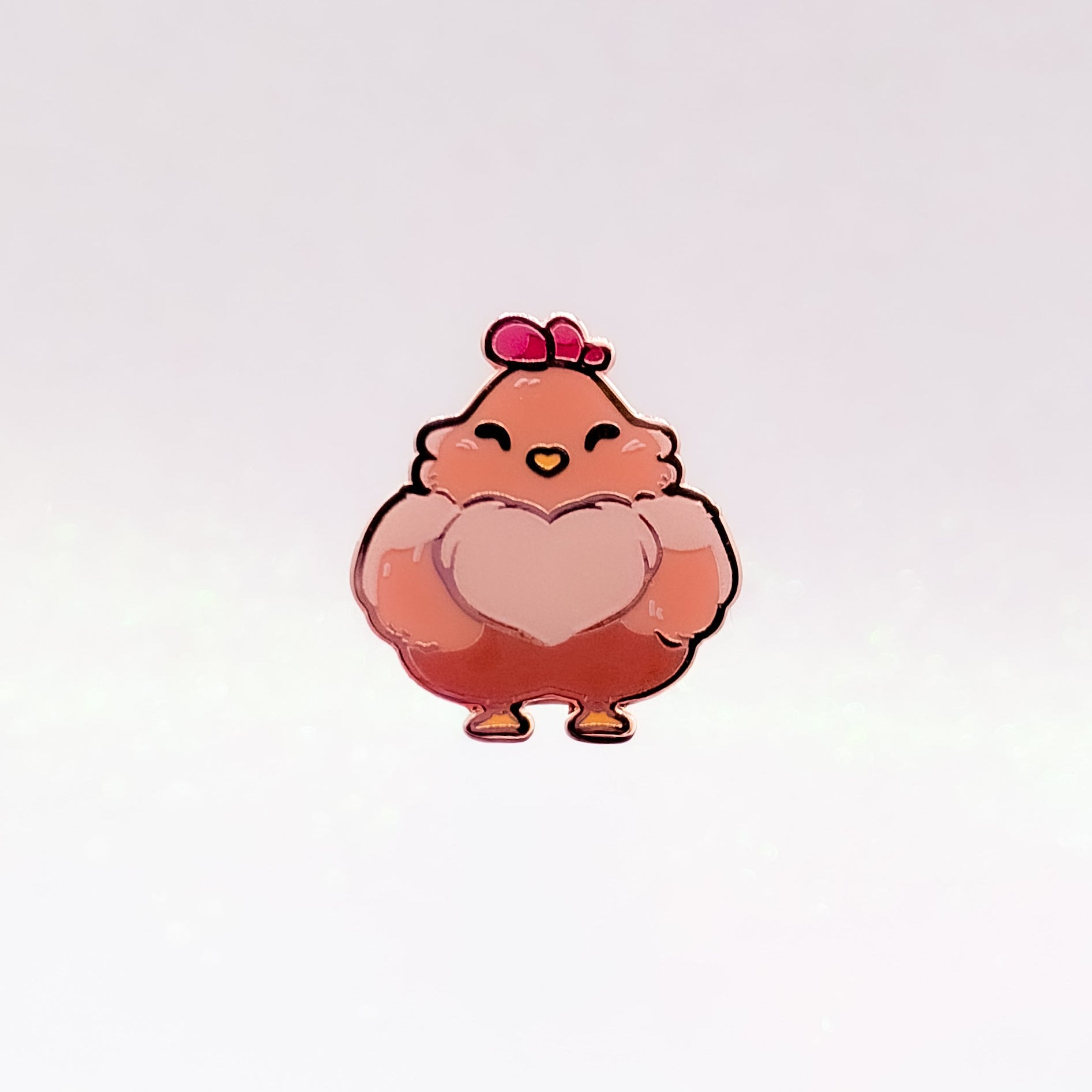 miamouz-brown-chicken-emaille-pin-huhn-29mm-ros-gold image 1