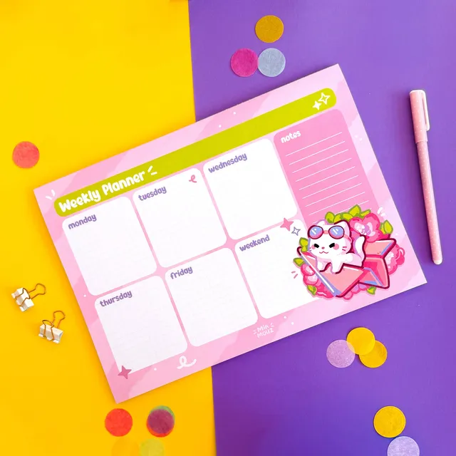 miamouz-cat-adventures-weekly-planner-a4-notizblock-50-seiten image 1