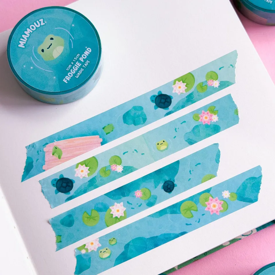 miamouz-washi-tape-frog-turtle-10m-x-15mm-blau image 1