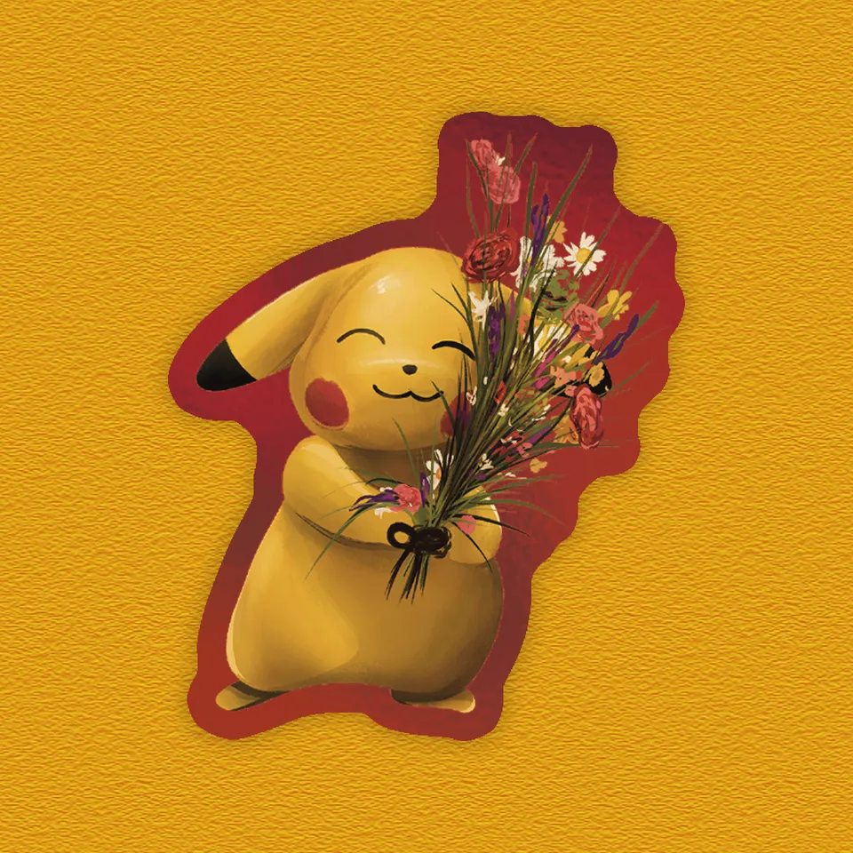 kabujiro-stickers-floral-pika-sticker-holo-41x50mm image 1