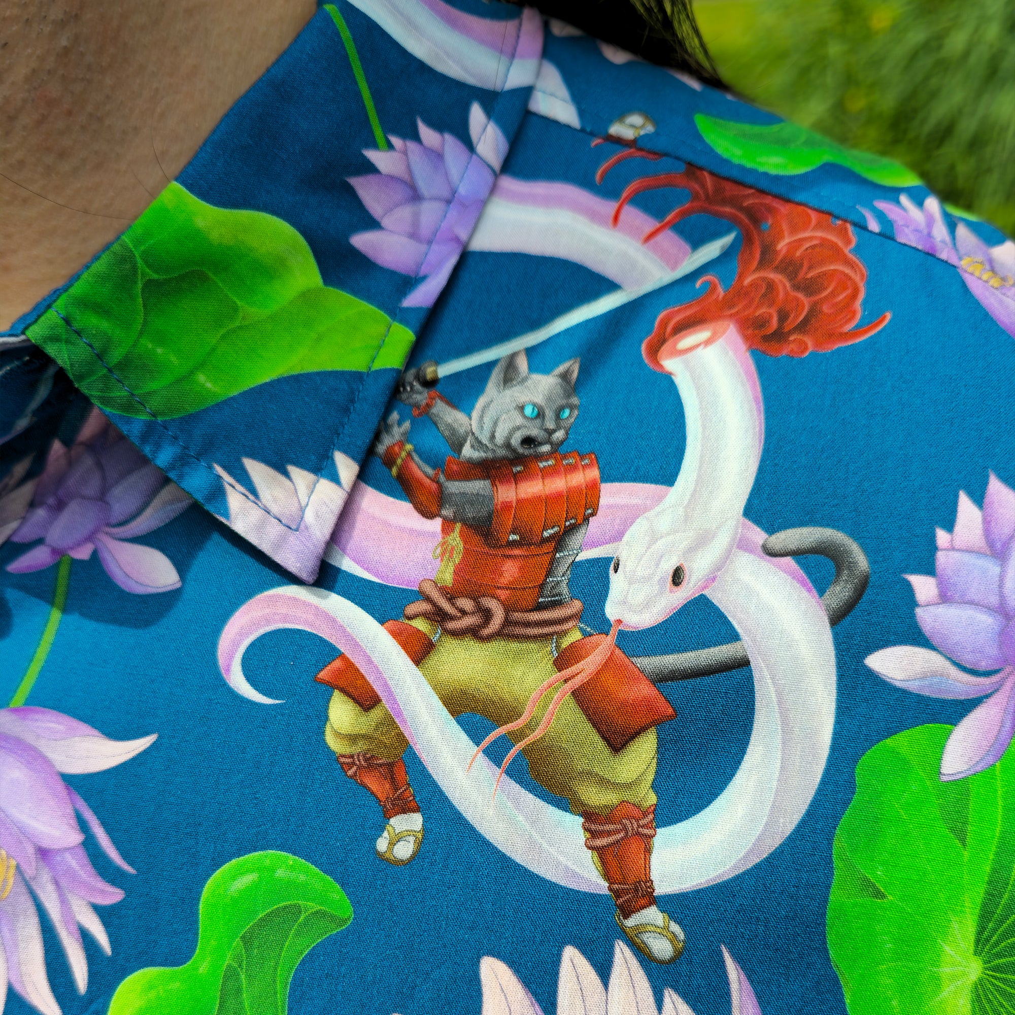 katzenjammerpins-lotus-samurai-hemd-button-up-m-unisex image 4