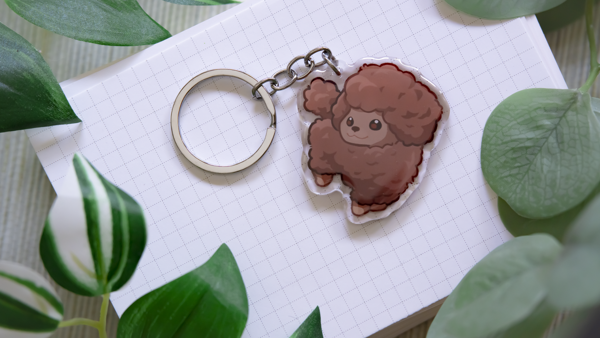 miamouz-poodle-schl-sselanh-nger-wei-acryl-5-cm image 2