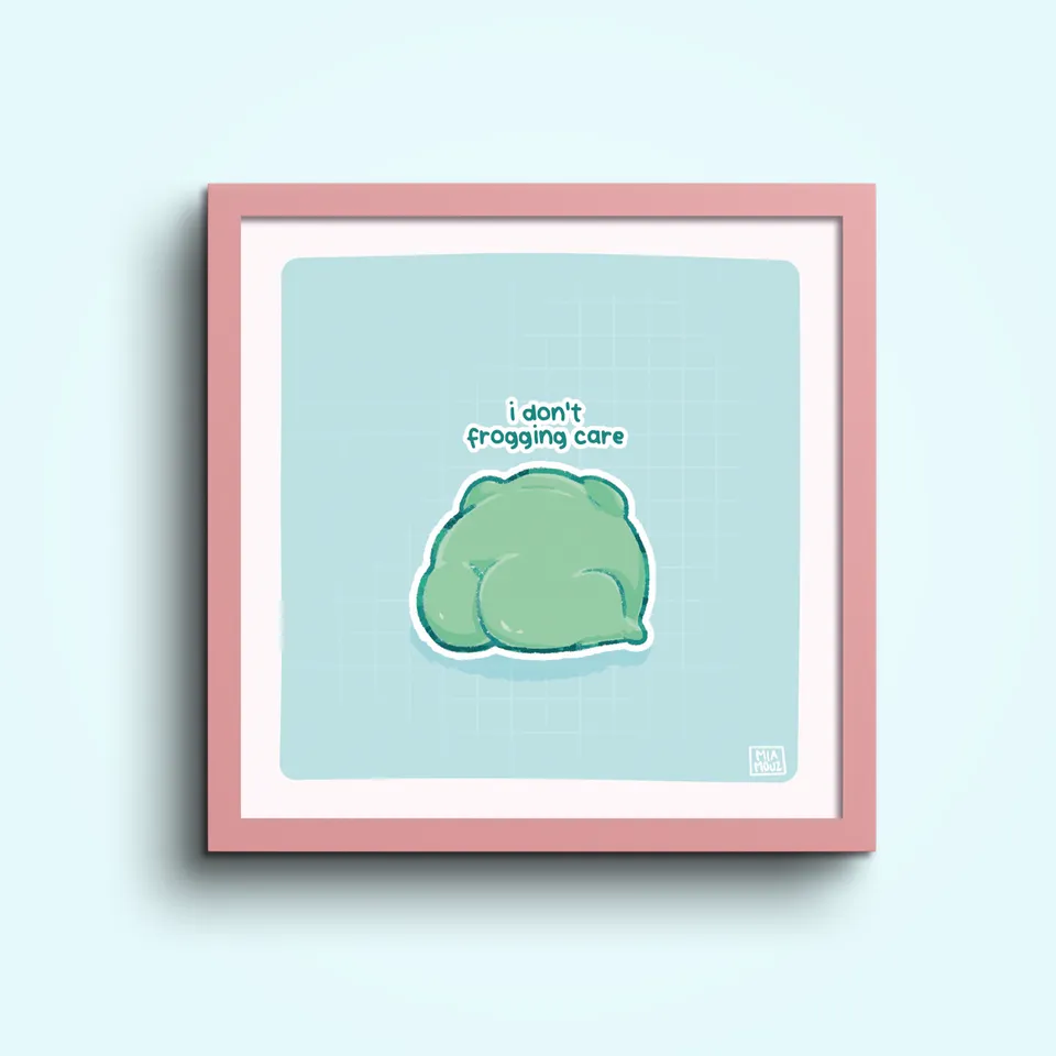 miamouz-i-don-t-frogging-care-kunstdruck-15x15-frosch image 1