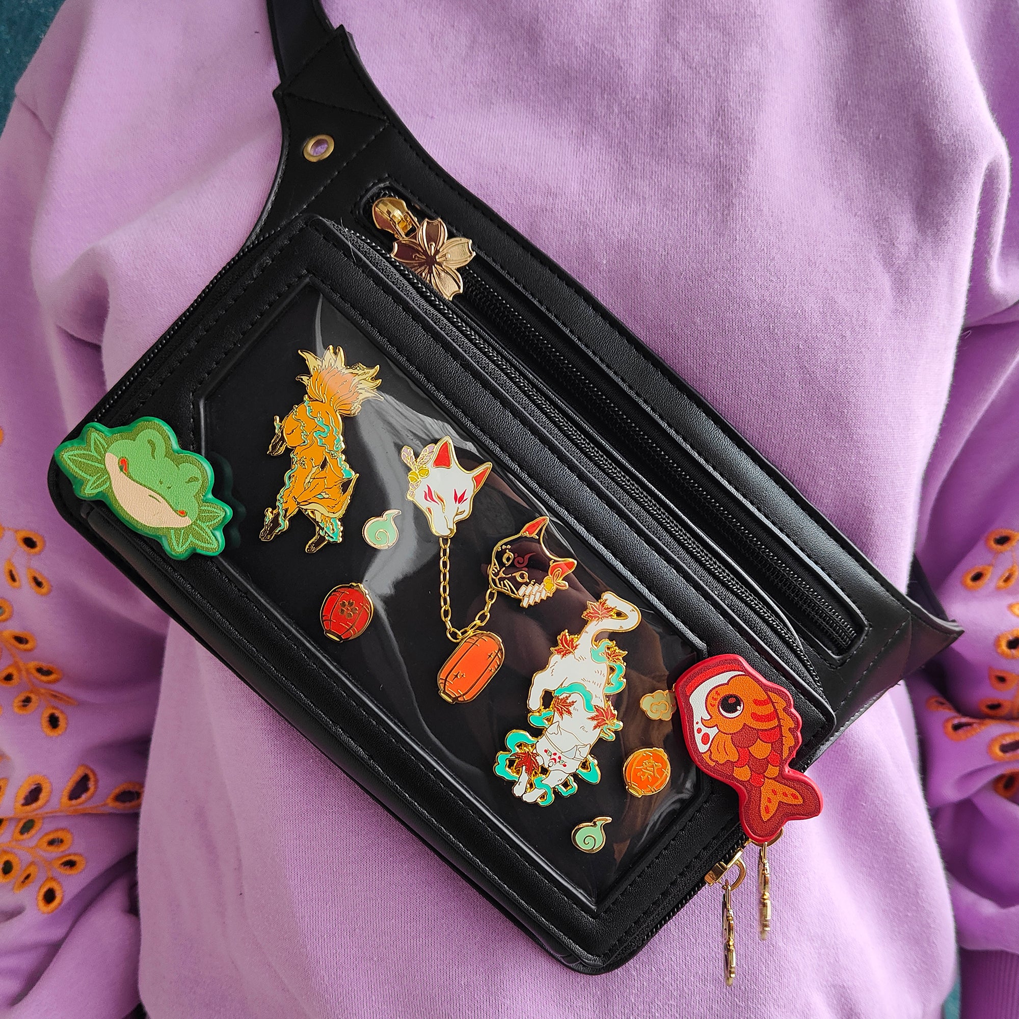 katzenjammerpins-ita-bag-ib241-1-schwarz-gold-bauchtasche image 1