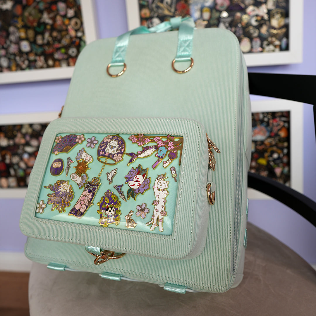 katzenjammerpins-ita-bag-rucksack-mint-gold-front-pocket image 6