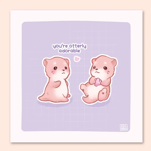 miamouz-otterly-adorable-art-print-15x15-cm-leinen image 1