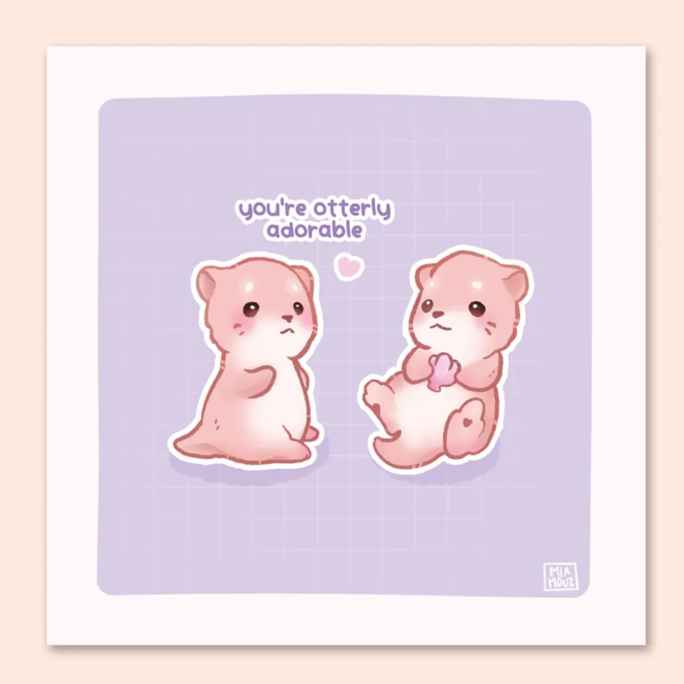 miamouz-otterly-adorable-art-print-15x15-cm-leinen image 1