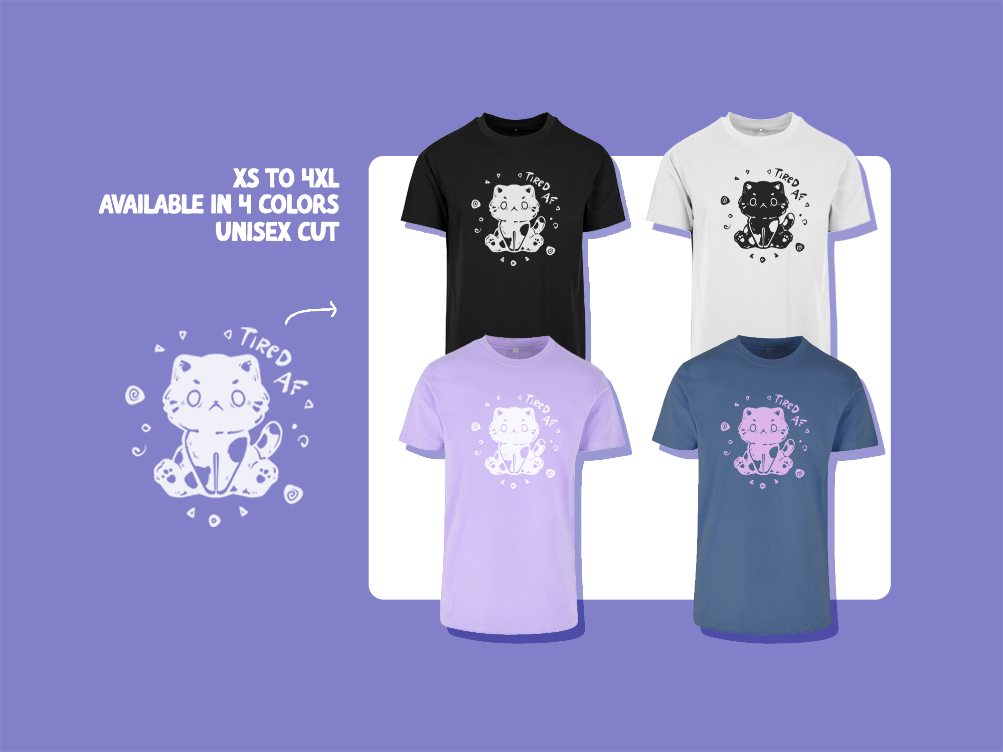 miamouz-tired-af-cat-t-shirt-unisex-baumwolle image 2