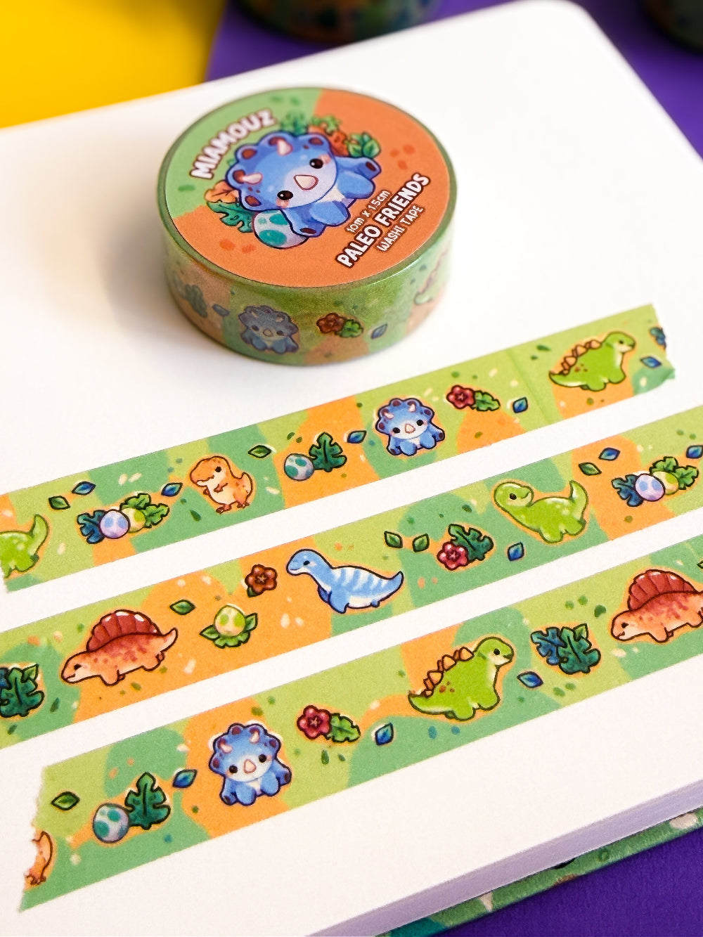 miamouz-washi-tape-paleo-pals-dino-rolle-10m-x-15mm image 3