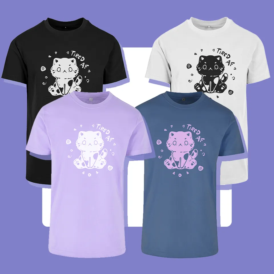 miamouz-tired-af-cat-t-shirt-unisex-baumwolle image 1