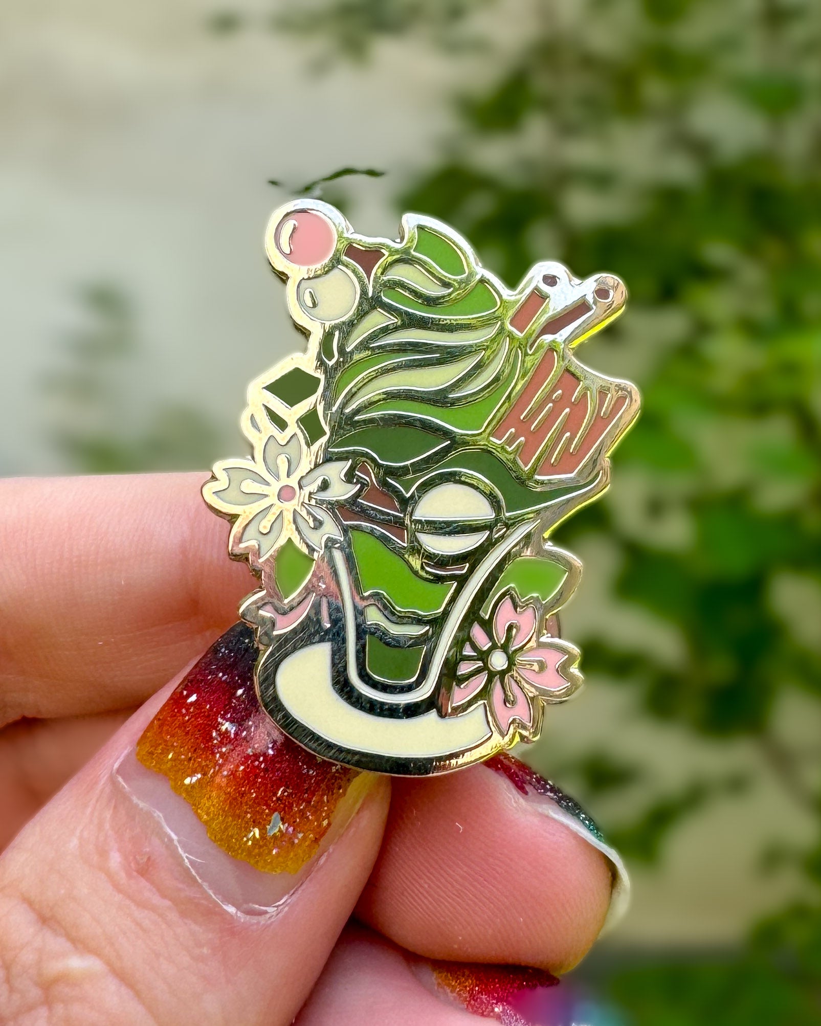kabujiro-ice-cream-sundae-enamel-pin-matcha-dessert-35mm image 2