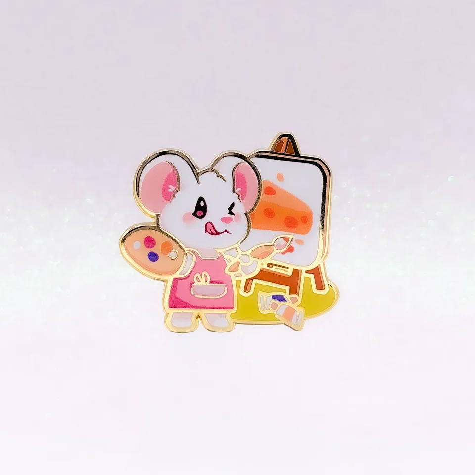 miamouz-artsy-mouse-emaille-pin-maus-gold-40x40mm image 1