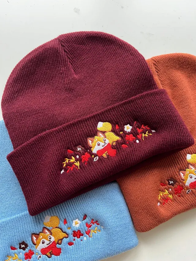 miamouz-foxy-fall-beanie-fuchs-m-tze-bordeaux-stickerei image 1