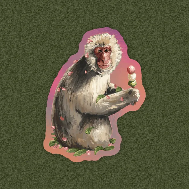 kabujiro-dango-monkey-sticker-holografisch-40x60mm image 1