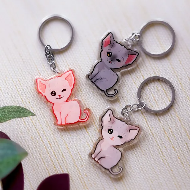 miamouz-sphynx-cat-keychain-katzen-anh-nger-acryl image 1
