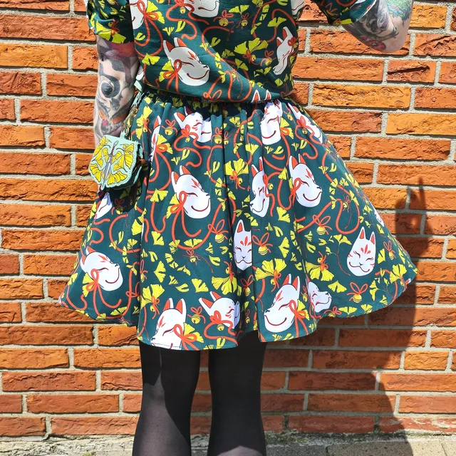 katzenjammerpins-ginkgo-kitsune-rock-baumwolle-unisex-taschen image 1